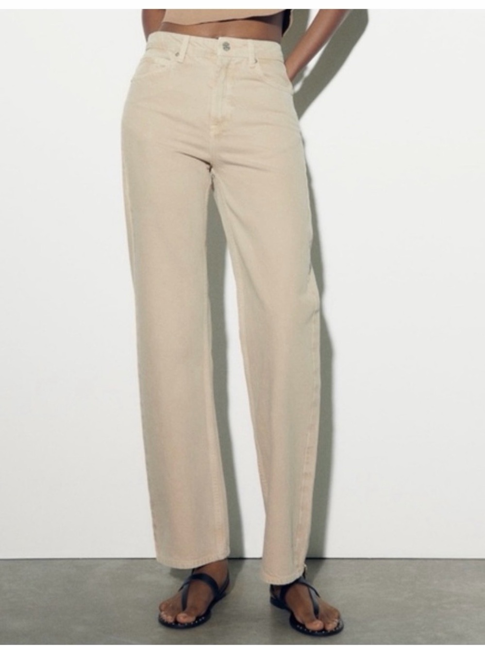 ZARA Straight Leg Jeans in Beige
